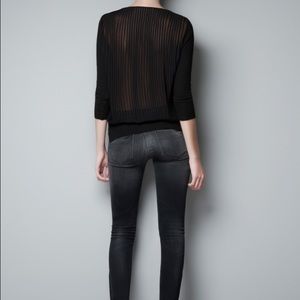 Zara black cardigan with sheer pleated back