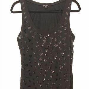 Black Sequin Heart Tank