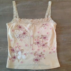 Express beige embroidered tank top
