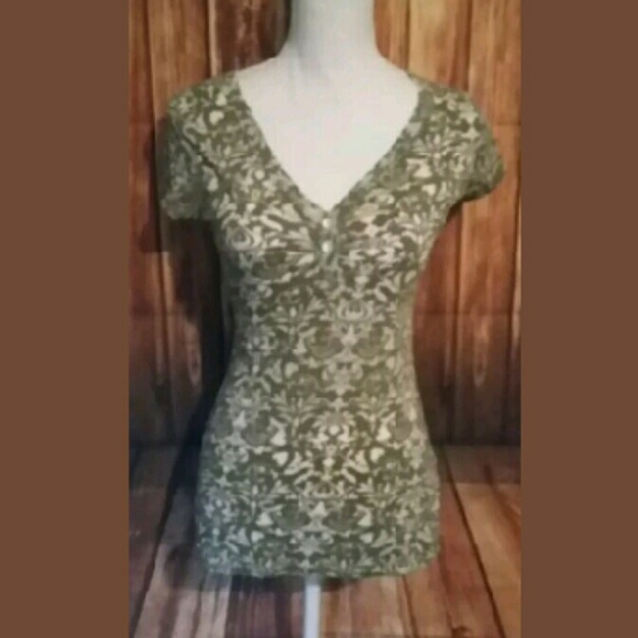 Small Mauries Green Burnout Sheet Blouse Shirt