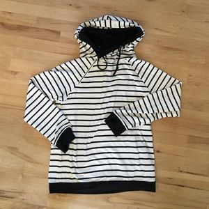 Double hooded striped sweatshirt