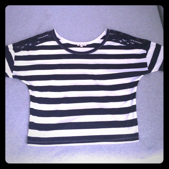 Navy blue and white striped top