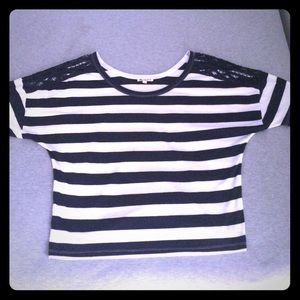 Navy blue and white striped top