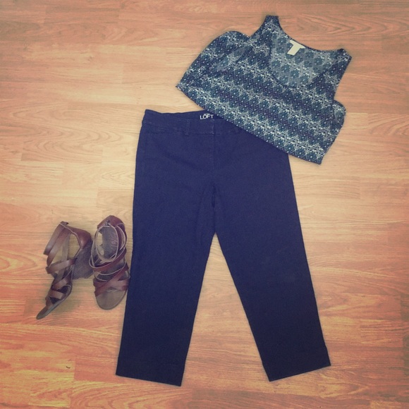 LOFT Dark Denim Modern Crop Pants - 6P