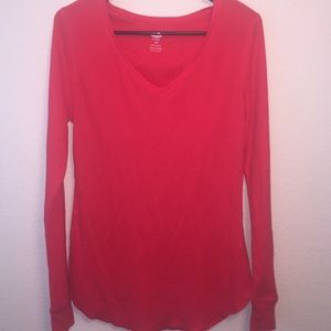 Red V-Neck top (Long-Sleeve)