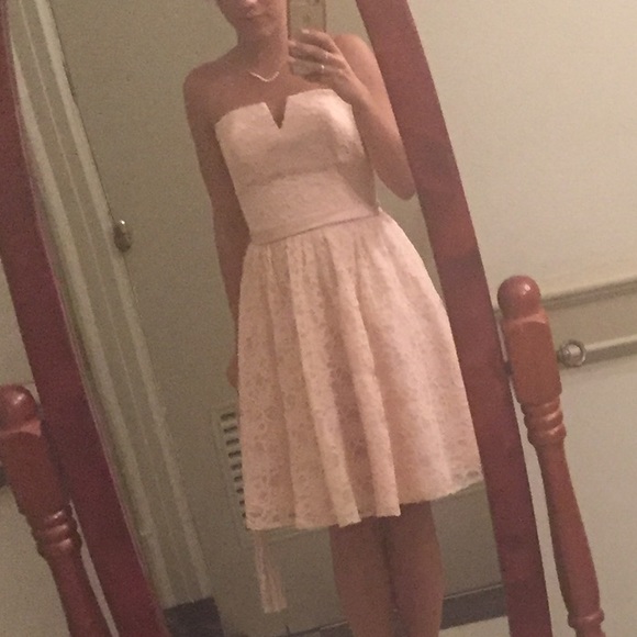 Mori Lee pink lace dress