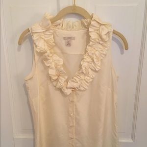 Silk ruffled cream JCrew blouse