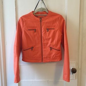 The Limited: Orange Faux Leather Jacket
