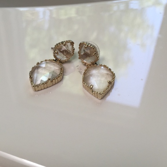 Kendra Scott gold and clear earrings