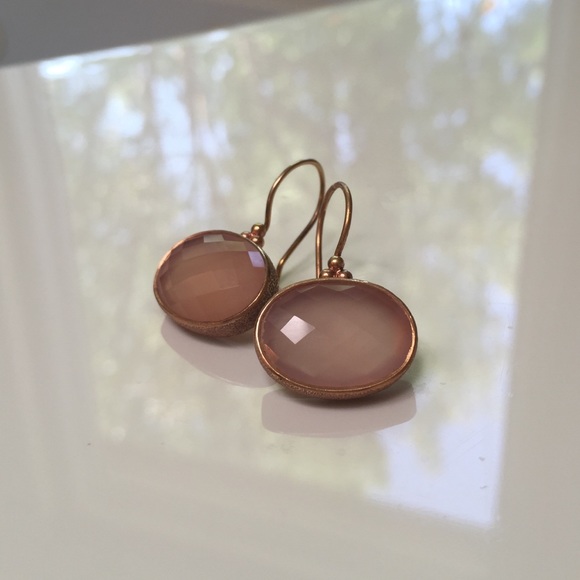 Pink and Rose Gold drop earrings