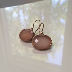 Pink and Rose Gold drop earrings