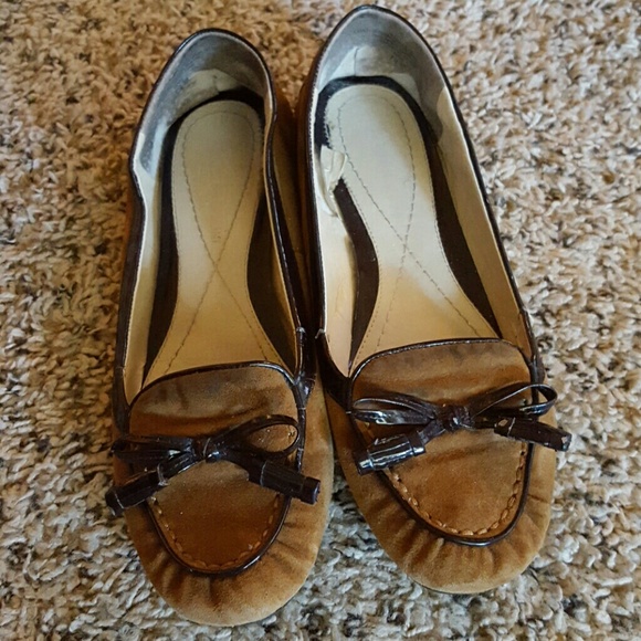 Brown Suede and Patent Leather Loafers
