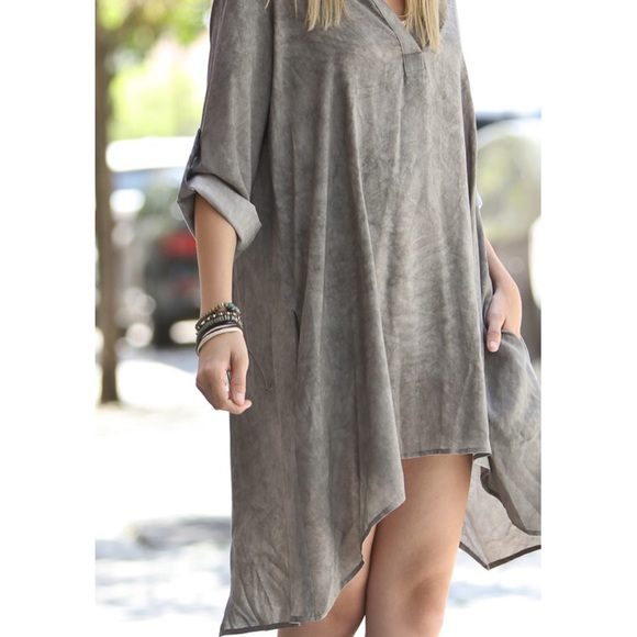 🆕JORDAN casual button sleeve dress/top - GREY - Picture 3 of 4