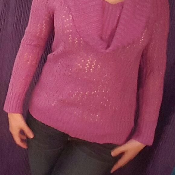 ELLE Women's Metallic Dusty Rose Sweater - Picture 2 of 2