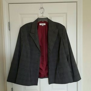 Jones Studio Suit Jacket Grey Fuschia Size 24