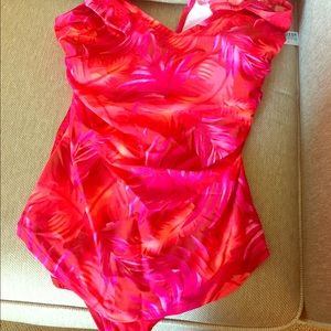 One piece red pink swimsuit