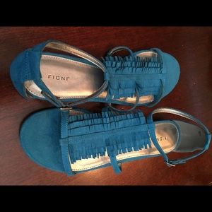 Fioni Fringe Sandals-Turquoise