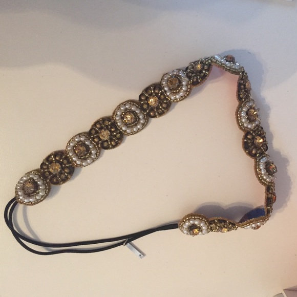 Gold beaded headband. Anthropologie