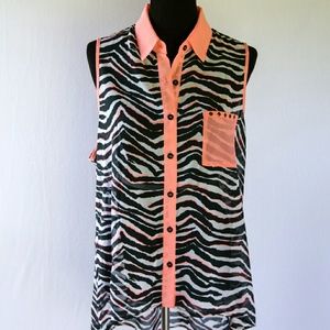 Zebra Print See-through Blouse