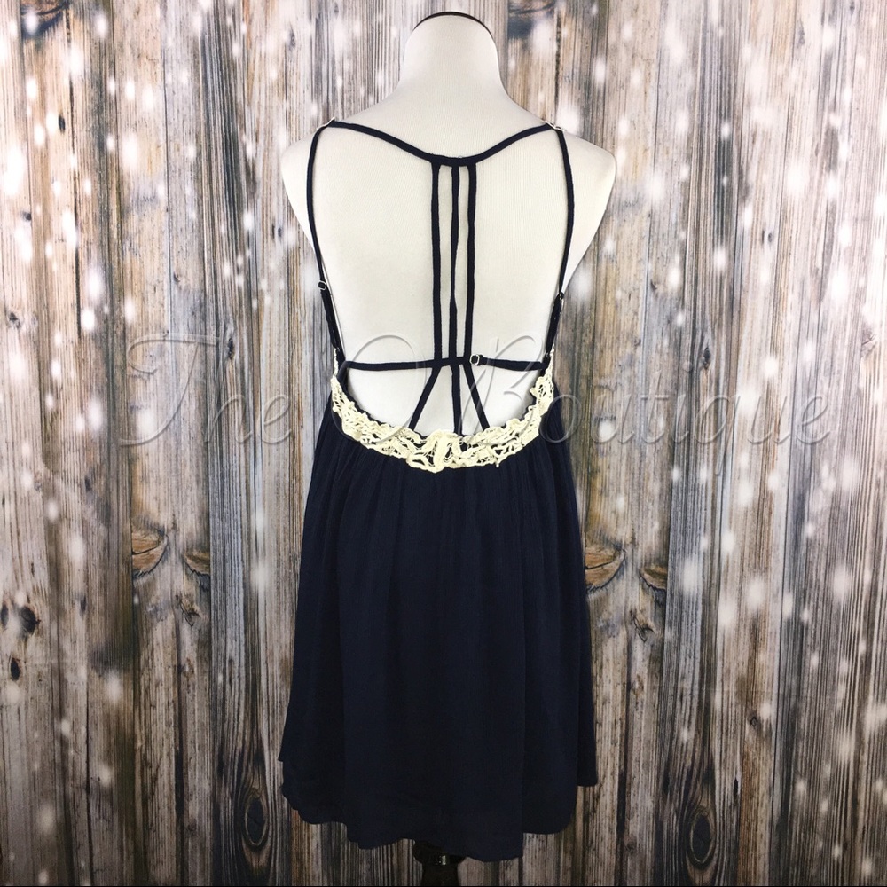 •LAST 1• Navy Crochet Strappy Open Back Dress - Picture 5 of 6