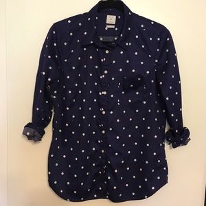 Navy Polka-Dot Button Down