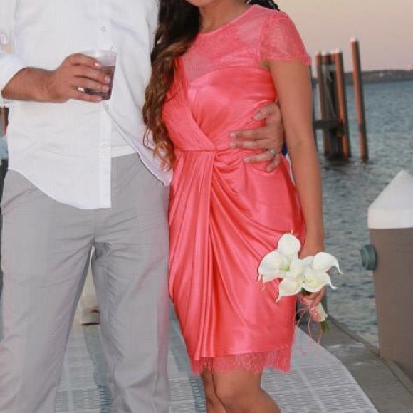 Coral BCBGMAXAZRIA cocktail dress