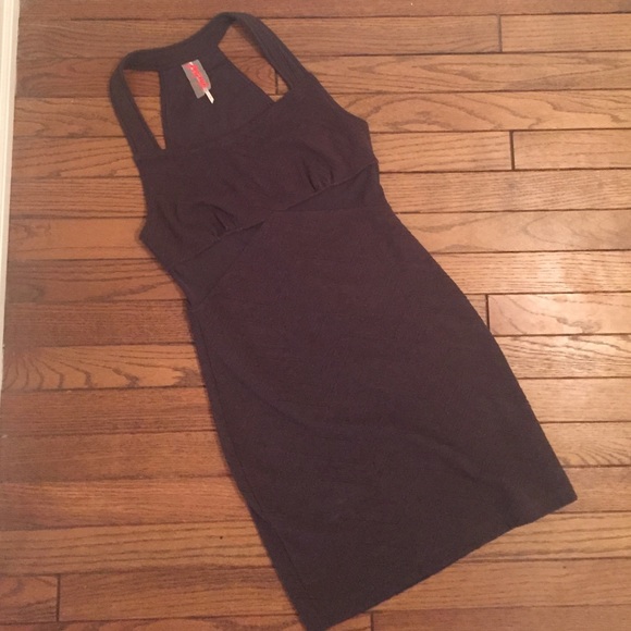 Free People peek-a-boo charcoal grey dress