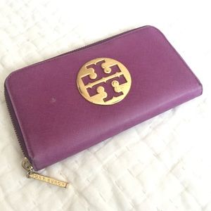 Purple Saffiano Full Zip Wallet