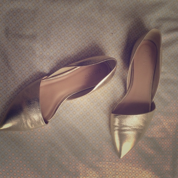 Gold J.Crew Pointy Toe Flats