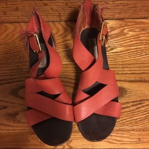 Steve Madden salmon colored sandals.