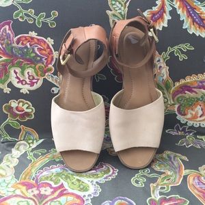 Cream and brown leather sandals