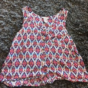 tribal button up tank top