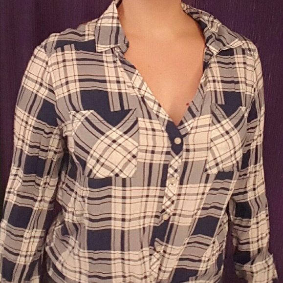 NWOT Aeropostale Tie-front Plaid Blouse - Picture 2 of 2