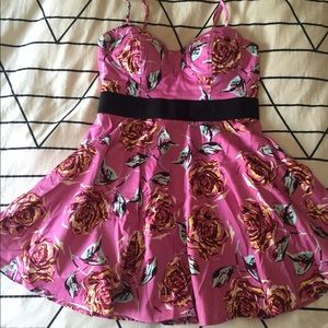 Pink floral bustier dress