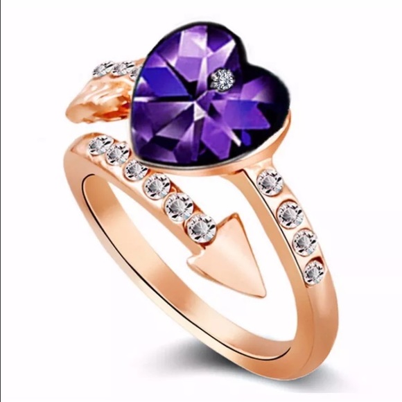 Jewelry - Gold Filled Purple Amethyst Heart CZ Ring