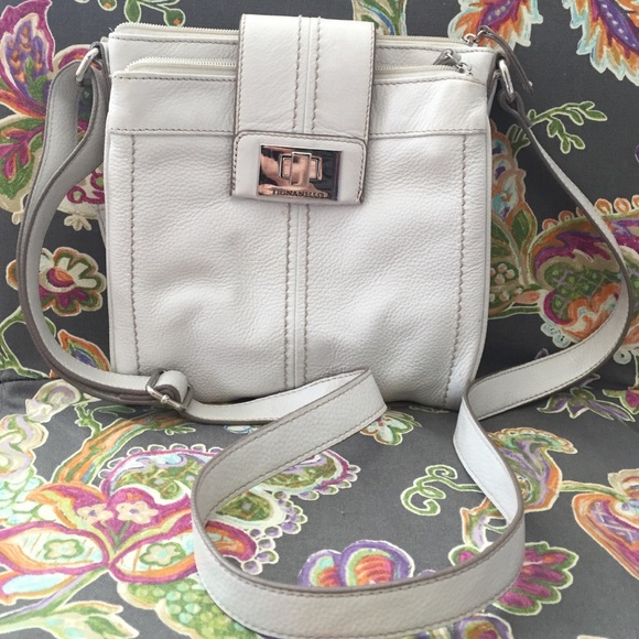 Off white leather Tignanello cross body bag