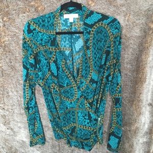 Michael Kors Gold Chain Print Blouse
