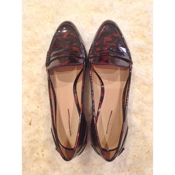 J crew tortoise shell print leather loafers