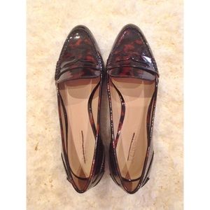 J crew tortoise shell print leather loafers