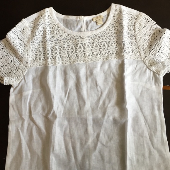 J. Crew linen lace top - white - 4