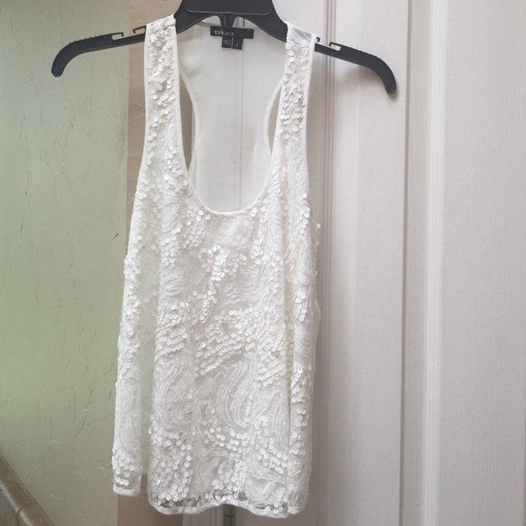 White sequin tank. Size S