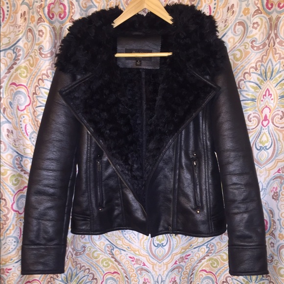 Faux Fur and Leather Moto Jacket