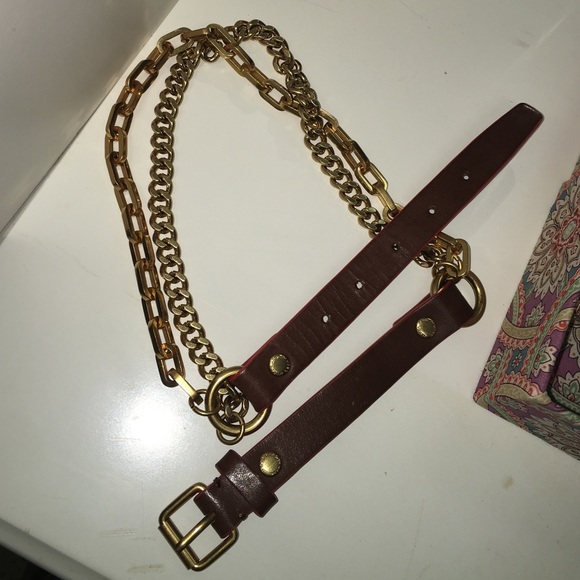 Marc Jabobs Women's Gold & Brown Chain Belt