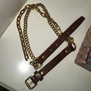 Marc Jabobs Women's Gold & Brown Chain Belt