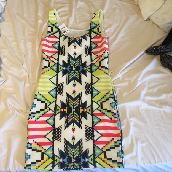 Aztec print bandeau dress
