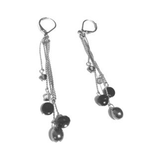 Black and charcoal dangle earrings