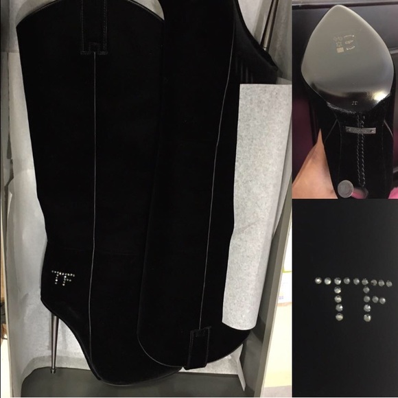 Tom Ford High Blue Velvet Boots - Picture 2 of 2