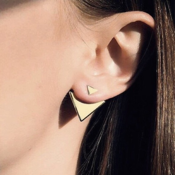"Oxford" Triangle Ear Jacket Earring in Gold