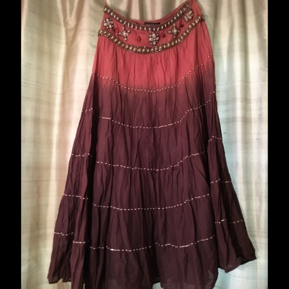 Beaded brown skirt. - Picture 1 of 4