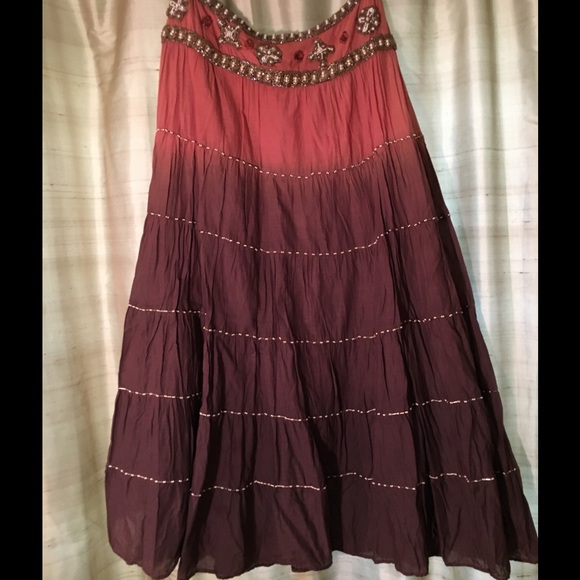 Beaded brown skirt. - Picture 4 of 4